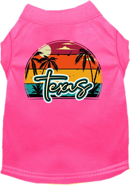 Pet Dog & Cat Screen Printed Shirt for Small to Medium Pets (Sizes XS-XL), "Texas Retro Beach Sunset"