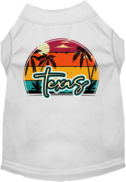 Pet Dog & Cat Screen Printed Shirt for Small to Medium Pets (Sizes XS-XL), "Texas Retro Beach Sunset"