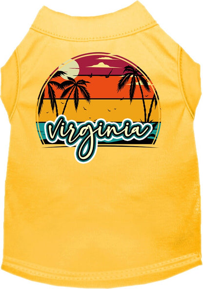 Pet Dog & Cat Screen Printed Shirt for Medium to Large Pets (Sizes 2XL-6XL), "Virginia Retro Beach Sunset"