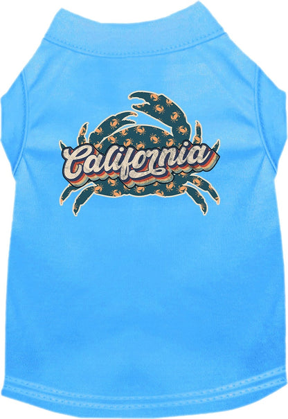 Pet Dog & Cat Screen Printed Shirt for Small to Medium Pets (Sizes XS-XL), "California Retro Crabs"