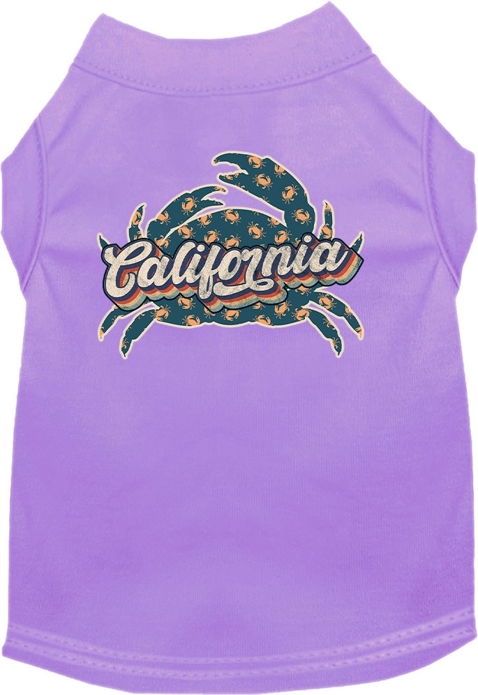 Pet Dog & Cat Screen Printed Shirt for Medium to Large Pets (Sizes 2XL-6XL), "California Retro Crabs"
