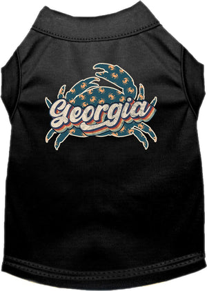 Pet Dog & Cat Screen Printed Shirt for Medium to Large Pets (Sizes 2XL-6XL), "Georgia Retro Crabs"