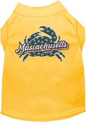 Pet Dog & Cat Screen Printed Shirt for Small to Medium Pets (Sizes XS-XL), "Massachusetts Retro Crabs"