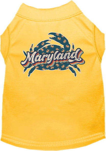 Pet Dog & Cat Screen Printed Shirt for Small to Medium Pets (Sizes XS-XL), "Maryland Retro Crabs"