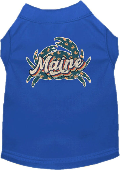 Pet Dog & Cat Screen Printed Shirt for Medium to Large Pets (Sizes 2XL-6XL), "Maine Retro Crabs"