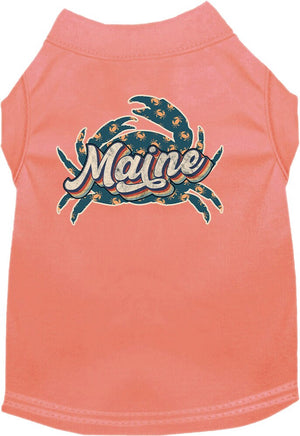Pet Dog & Cat Screen Printed Shirt for Small to Medium Pets (Sizes XS-XL), "Maine Retro Crabs"