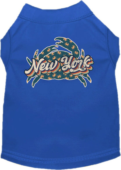 Pet Dog & Cat Screen Printed Shirt for Small to Medium Pets (Sizes XS-XL), "New York Retro Crabs"