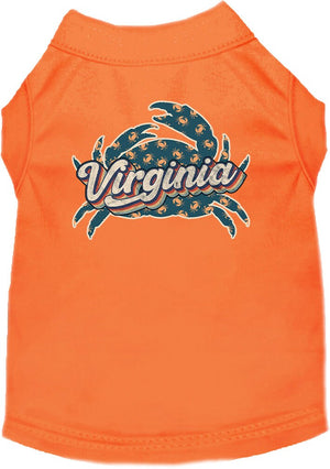 Pet Dog & Cat Screen Printed Shirt for Medium to Large Pets (Sizes 2XL-6XL), "Virginia Retro Crabs"