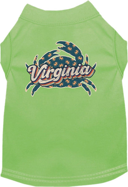 Pet Dog & Cat Screen Printed Shirt for Small to Medium Pets (Sizes XS-XL), "Virginia Retro Crabs"