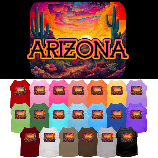 Pet Dog & Cat Screen Printed Shirt for Small to Medium Pets (Sizes XS-XL), &quot;Arizona Neon Desert&quot;