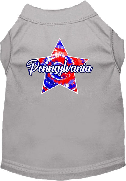 Pet Dog & Cat Screen Printed Shirt for Small to Medium Pets (Sizes XS-XL), "Pennsylvania Patriotic Tie Dye"