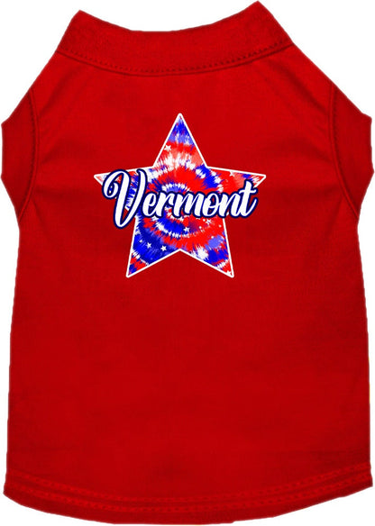 Pet Dog & Cat Screen Printed Shirt for Small to Medium Pets (Sizes XS-XL), "Vermont Patriotic Tie Dye"