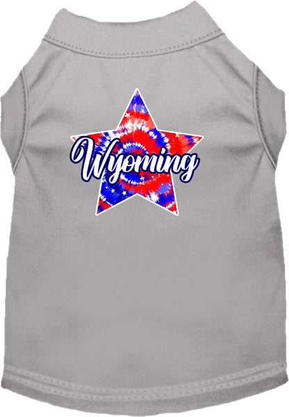 Pet Dog & Cat Screen Printed Shirt for Small to Medium Pets (Sizes XS-XL), "Wyoming Patriotic Tie Dye"