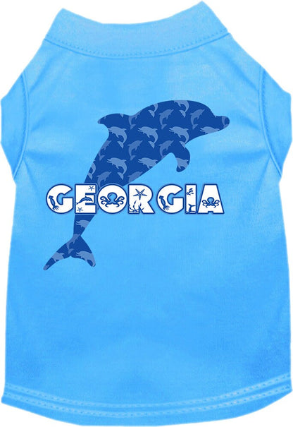 Pet Dog & Cat Screen Printed Shirt for Medium to Large Pets (Sizes 2XL-6XL), "Georgia Blue Dolphins"