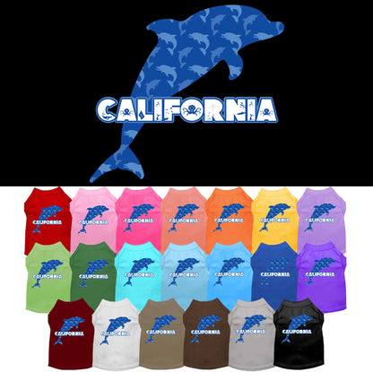 Pet Dog & Cat Screen Printed Shirt for Small to Medium Pets (Sizes XS-XL), &quot;California Blue Dolphins&quot;