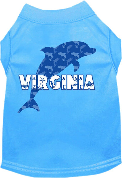 Pet Dog & Cat Screen Printed Shirt for Small to Medium Pets (Sizes XS-XL), "Virginia Blue Dolphins"