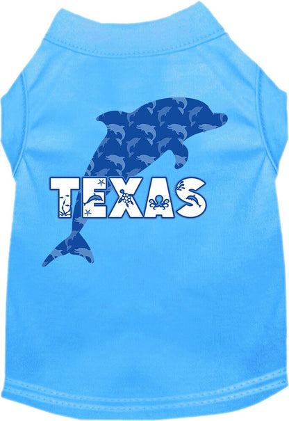 Pet Dog & Cat Screen Printed Shirt for Medium to Large Pets (Sizes 2XL-6XL), "Texas Blue Dolphins"