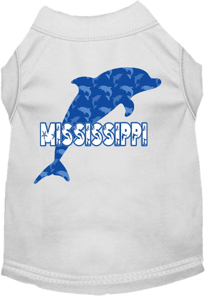 Pet Dog & Cat Screen Printed Shirt for Small to Medium Pets (Sizes XS-XL), "Mississippi Blue Dolphins"