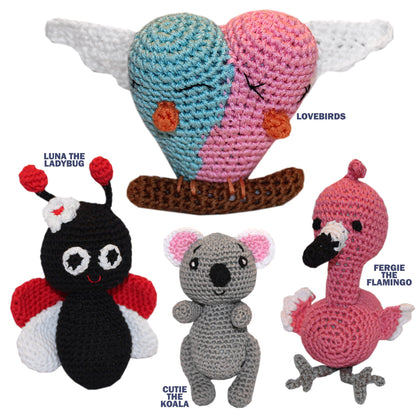 Knit Knacks Organic Cotton Pet & Dog Toys, "Valentine's Friends Group" (Choose from 4 different options!)