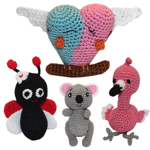 Knit Knacks Organic Cotton Pet & Dog Toys, "Valentine's Friends Group" (Choose from 4 different options!)