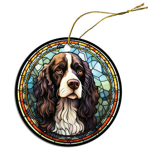 Dog Breed Christmas Ornament Stained Glass Style, "English Springer Spaniel"