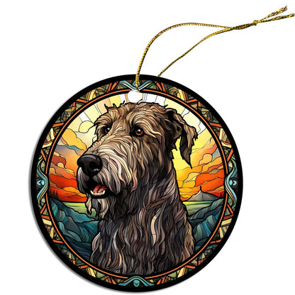 Dog Breed Christmas Ornament Stained Glass Style, "Irish Wolfhound"