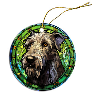 Dog Breed Christmas Ornament Stained Glass Style, "Irish Wolfhound"