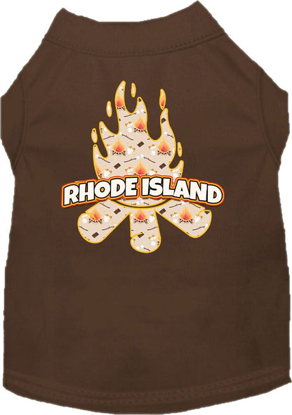 Pet Dog & Cat Screen Printed Shirt for Medium to Large Pets (Sizes 2XL-6XL), "Rhode Island Around The Campfire"