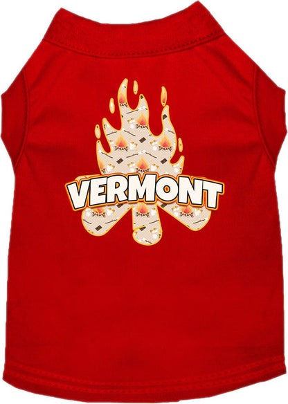 Pet Dog & Cat Screen Printed Shirt for Small to Medium Pets (Sizes XS-XL), "Vermont Around The Campfire"