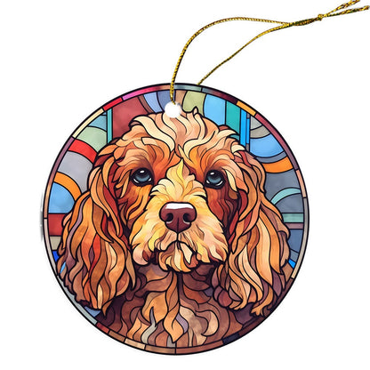 Dog Breed Christmas Ornament Stained Glass Style, "Cockapoo"