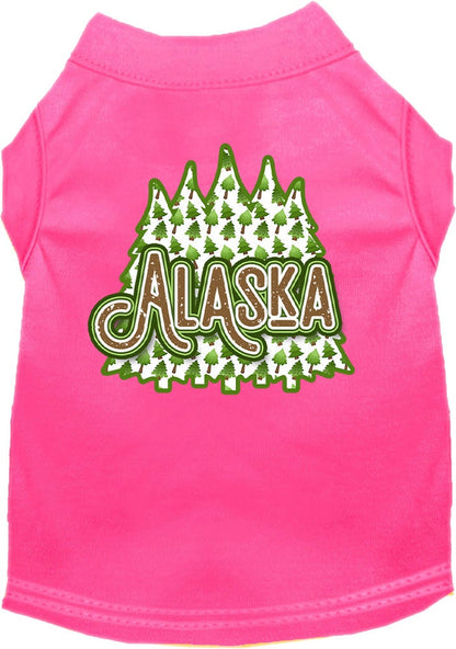 Pet Dog & Cat Screen Printed Shirt for Small to Medium Pets (Sizes XS-XL), "Alaska Woodland Trees"