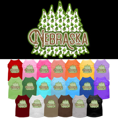 Pet Dog & Cat Screen Printed Shirt for Medium to Large Pets (Sizes 2XL-6XL), &quot;Nebraska Woodland Trees&quot;