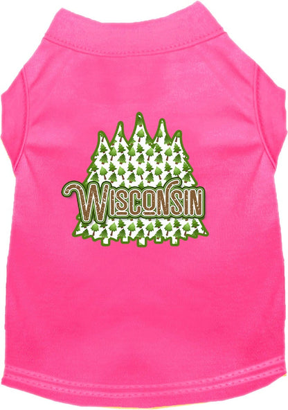 Pet Dog & Cat Screen Printed Shirt for Small to Medium Pets (Sizes XS-XL), "Wisconsin Woodland Trees"