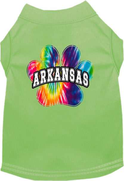 Pet Dog & Cat Screen Printed Shirt for Small to Medium Pets (Sizes XS-XL), "Arkansas Bright Tie Dye"