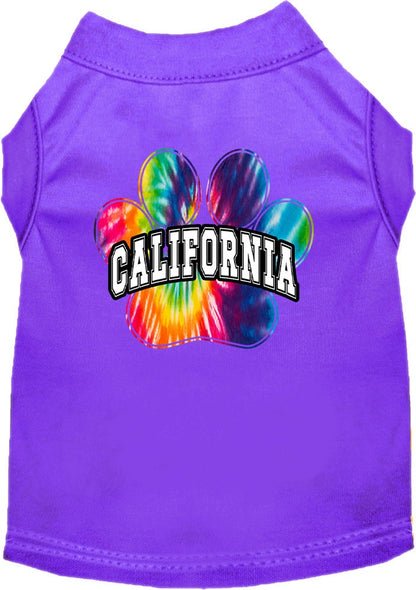 Pet Dog & Cat Screen Printed Shirt for Small to Medium Pets (Sizes XS-XL), "California Bright Tie Dye"