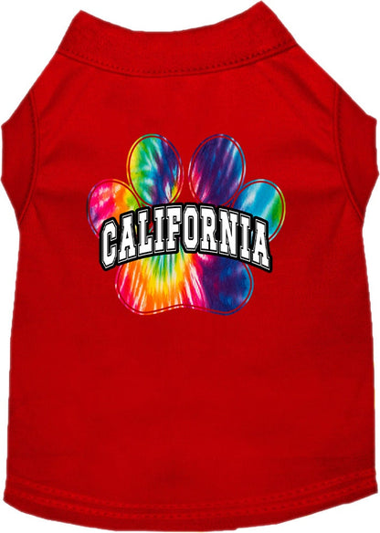 Pet Dog & Cat Screen Printed Shirt for Small to Medium Pets (Sizes XS-XL), "California Bright Tie Dye"