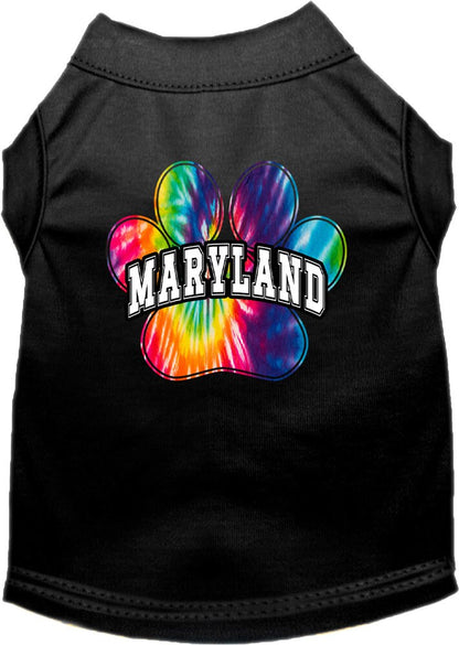 Pet Dog & Cat Screen Printed Shirt for Small to Medium Pets (Sizes XS-XL), "Maryland Bright Tie Dye"