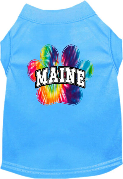 Pet Dog & Cat Screen Printed Shirt for Small to Medium Pets (Sizes XS-XL), "Maine Bright Tie Dye"