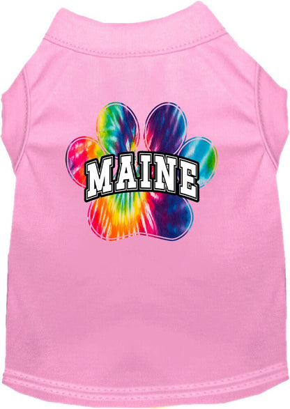 Pet Dog & Cat Screen Printed Shirt for Small to Medium Pets (Sizes XS-XL), "Maine Bright Tie Dye"