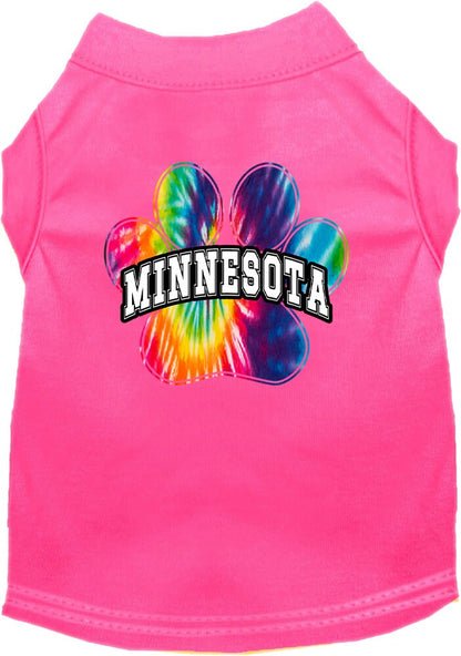 Pet Dog & Cat Screen Printed Shirt for Small to Medium Pets (Sizes XS-XL), "Minnesota Bright Tie Dye"