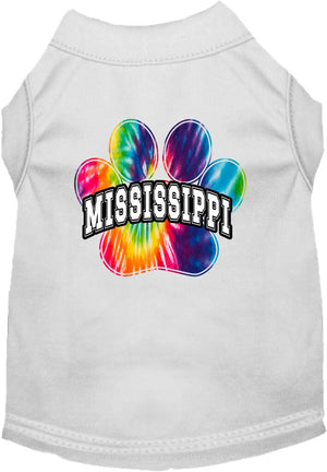 Pet Dog & Cat Screen Printed Shirt for Small to Medium Pets (Sizes XS-XL), "Mississippi Bright Tie Dye"