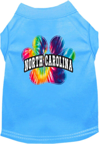 Pet Dog & Cat Screen Printed Shirt for Medium to Large Pets (Sizes 2XL-6XL), "North Carolina Bright Tie Dye"