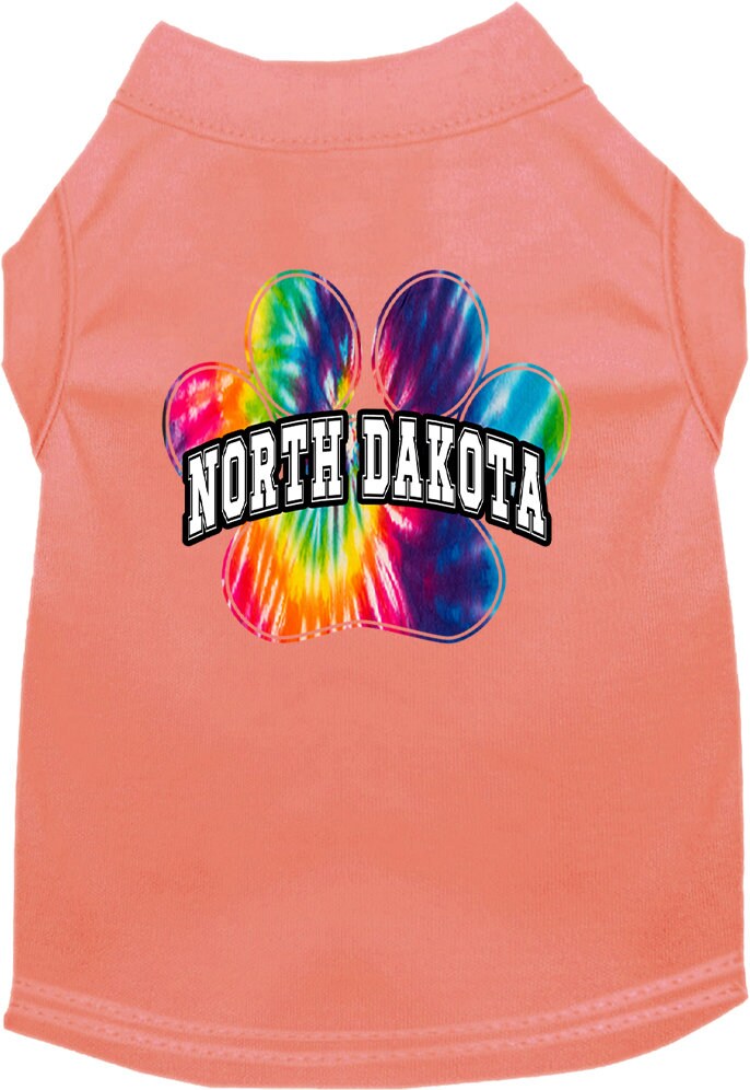 Pet Dog & Cat Screen Printed Shirt for Small to Medium Pets (Sizes XS-XL), "North Dakota Bright Tie Dye"