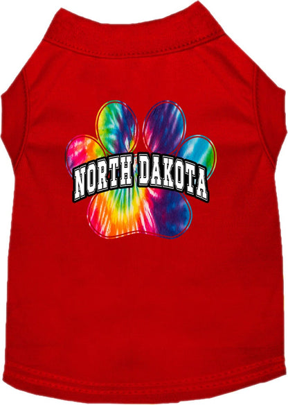 Pet Dog & Cat Screen Printed Shirt for Medium to Large Pets (Sizes 2XL-6XL), "North Dakota Bright Tie Dye"