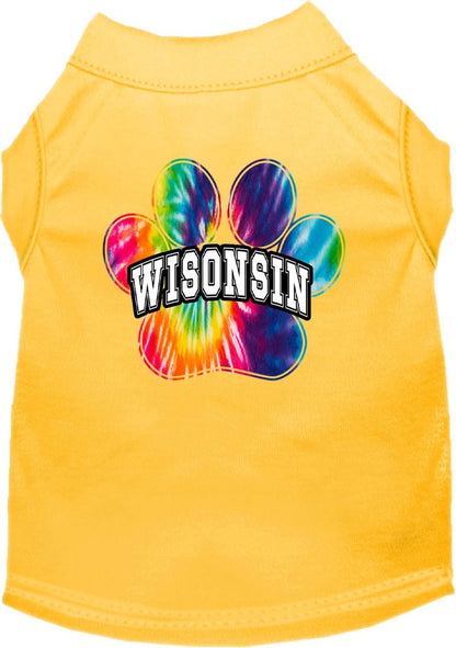 Pet Dog & Cat Screen Printed Shirt for Small to Medium Pets (Sizes XS-XL), "Wisconsin Bright Tie Dye"