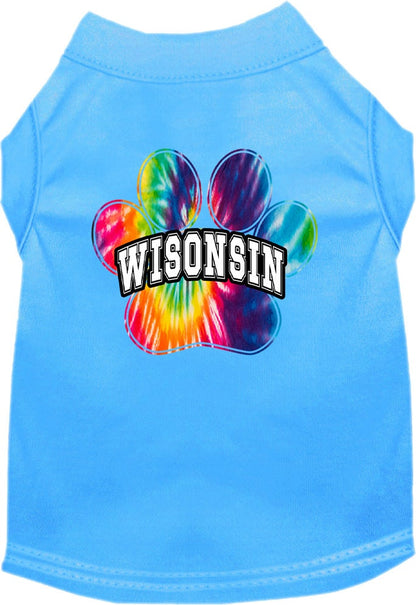 Pet Dog & Cat Screen Printed Shirt for Small to Medium Pets (Sizes XS-XL), "Wisconsin Bright Tie Dye"