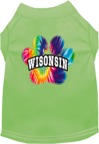 Pet Dog & Cat Screen Printed Shirt for Small to Medium Pets (Sizes XS-XL), "Wisconsin Bright Tie Dye"