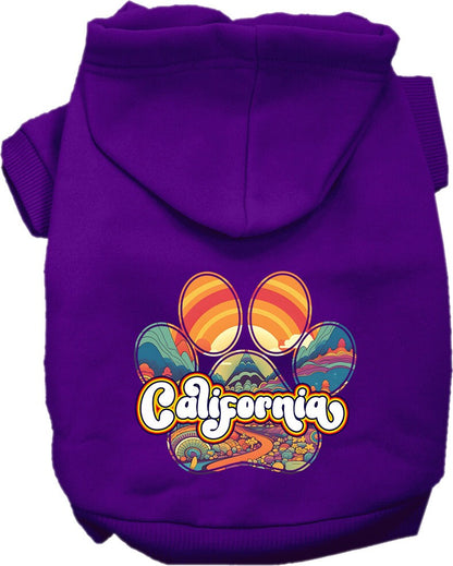 Pet Dog & Cat Screen Printed Hoodie for Medium to Large Pets (Sizes 2XL-6XL), "California Groovy Summit"