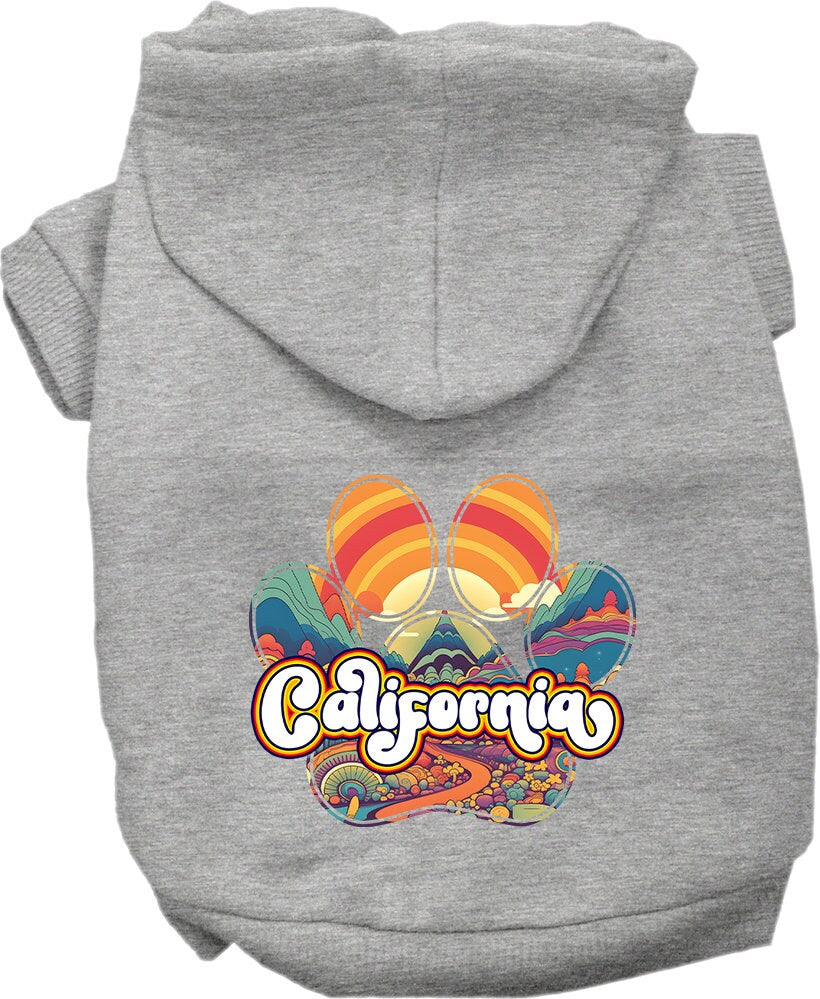 Pet Dog & Cat Screen Printed Hoodie for Medium to Large Pets (Sizes 2XL-6XL), "California Groovy Summit"