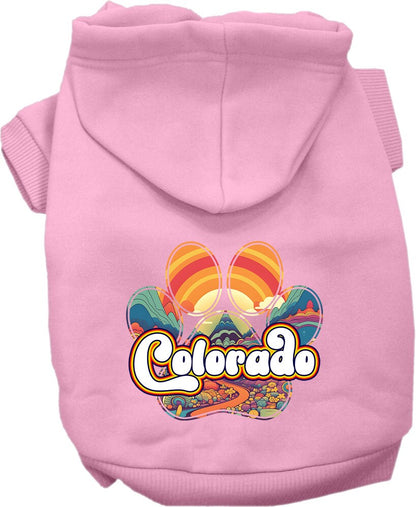 Pet Dog & Cat Screen Printed Hoodie for Medium to Large Pets (Sizes 2XL-6XL), "Colorado Groovy Summit"